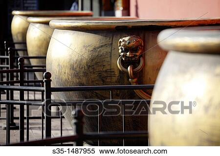 Water urns inside of Forbidden City Beijing China. View Large Photo Image Stock Photography - Water urns inside of Forbidden City Beijing China.. Fotosearch