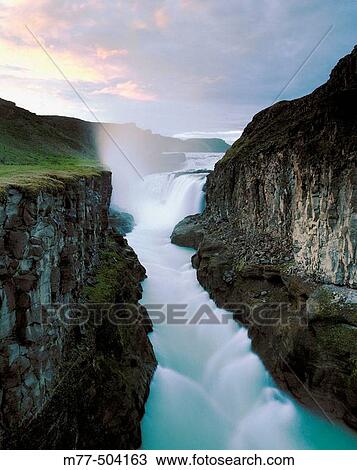 Stock Image - Waterfall, Gullfoss, Iceland.. Fotosearch