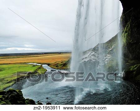 Stock Image - Waterfall, iceland.. Fotosearch