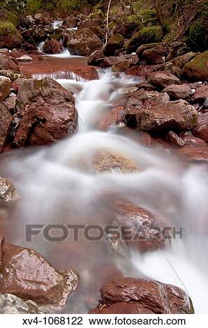 Stock Image - Waterfall in Pyrenees. Oza forest. Huesca. Spain. Fotosearch