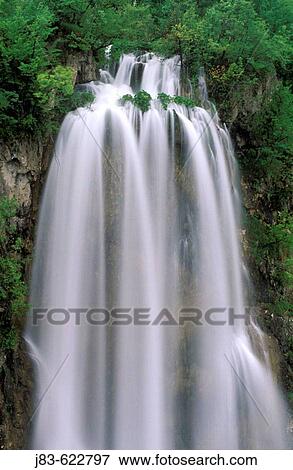Waterfall, National Park Plitvice Lakes, Croatia View Large Photo Image Stock Photo - Waterfall, National Park Plitvice Lakes, Croatia. Fotosearch
