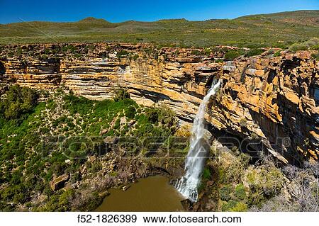 Stock Photo - Waterfall, Nieuwoudtville, Namaqualand, Northern Cape province, South Africa, Africa.. Fotosearch