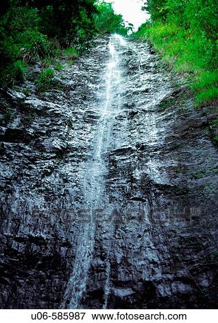 Stock Photo - waterfall on oahu. Fotosearch