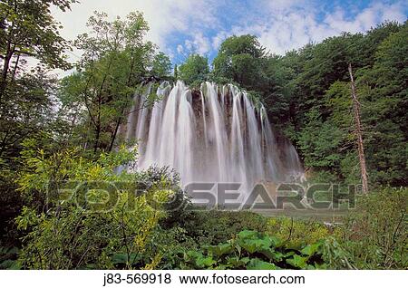 Waterfall, Plitvice lake. Plitvice National Park, Croatia View Large Photo Image Stock Photo - Waterfall, Plitvice lake. Plitvice National Park, Croatia. Fotosearch