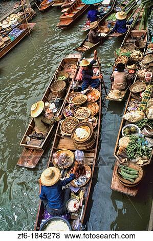 Waterways and Floating Market Vendors Damnernsaduak View Large Photo Image Stock Photo - Waterways and Floating Market Vendors Damnernsaduak. Fotosearch