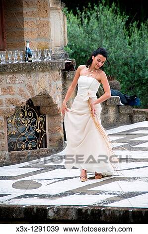 Wedding bride dancing and celebrating View Large Photo Image Stock Photo - Wedding bride dancing and celebrating. Fotosearch