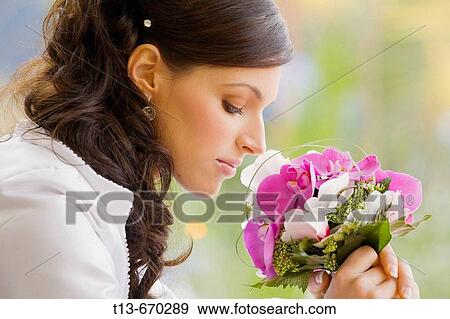 Wedding bride with flowers View Large Photo Image Stock Photo - Wedding bride with flowers. Fotosearch