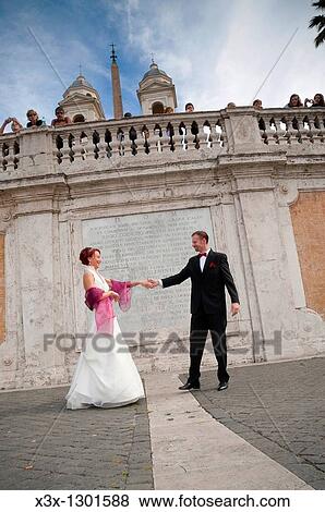 Wedding couple together in Scalinata della Trinit? dei Monti Rome Italy View Large Photo Image Stock Photo - Wedding couple together in Scalinata della Trinit? dei Monti Rome Italy. Fotosearch