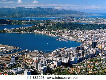 Wellington city from the air New Zealand View Large Photo Image Stock Image - Wellington city from the air New Zealand. Fotosearch