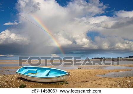 Wells Beach Norfolk UK Boat and Rainbow View Large Photo Image Stock Photo - Wells Beach Norfolk UK Boat and Rainbow. Fotosearch