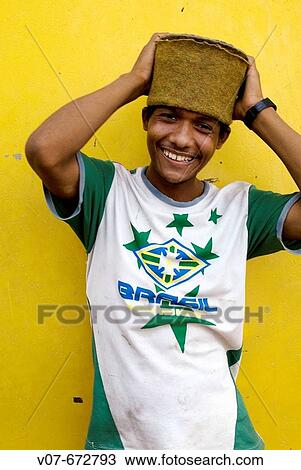 Stock Image - Wendell Silva, works as a docker in Manaus port. Amazonas. Brazil. Fotosearch