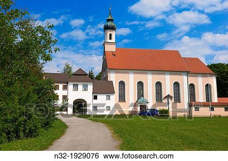 Wessobrunn Abbey (Kloster Wessobrunn), Benedictine monastery near Weilheim, Pfaffenwinkel, Upper Bavaria, Bavaria, Germany View Large Photo Image Stock Photograph - Wessobrunn Abbey (Kloster Wessobrunn), Benedictine monastery near Weilheim, Pfaffenwinkel, Upper Bavaria, Bavaria, Germany. Fotosearch