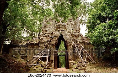 West Gate at Angkor Thom of The Temples of Angkor in Cambodia. View Large Photo Image Stock Image - West Gate at Angkor Thom of The Temples of Angkor in Cambodia.. Fotosearch