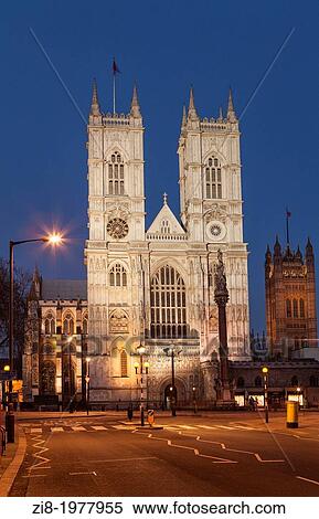 Stock Photography - Westminster Abbey at night, Victoria Street, London, England.. Fotosearch