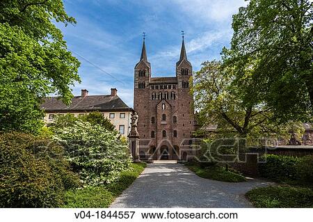 Westwork of Corvey Abbey, Hoexter, North Rhine-Westphalia, Germany, Europe View Large Photo Image Stock Photo - Westwork of Corvey Abbey, Hoexter, North Rhine-Westphalia, Germany, Europe. Fotosearch