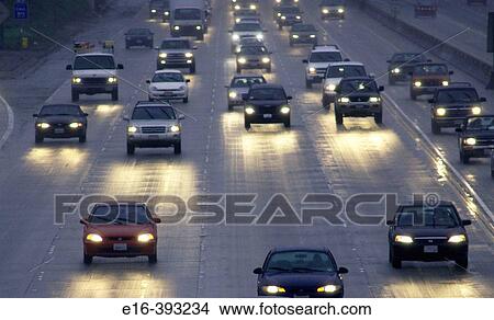 wet freeway, Los Angeles, CA View Large Photo Image Picture - wet freeway, Los Angeles, CA. Fotosearch