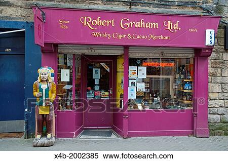 Stock Photography - Whisky and cigar shop Rose Street pedestrian street New Town Edinburgh Scotland Britain UK Europe.. Fotosearch