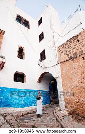 White and blue houses in Kasbah of the Oudayas, Rabat, Morocco. View Large Photo Image Stock Photograph - White and blue houses in Kasbah of the Oudayas, Rabat, Morocco.. Fotosearch