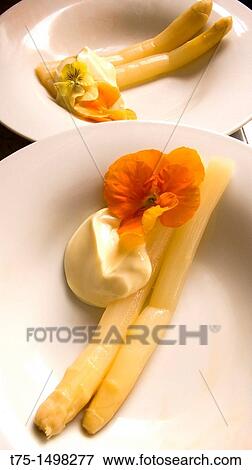 White asparagus with mayonnaise View Large Photo Image Stock Photo - White asparagus with mayonnaise. Fotosearch