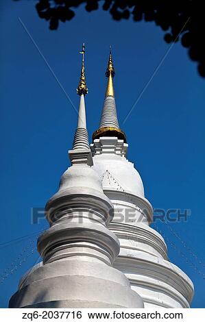 White Chedi of the Temple Wat Phra Singh in Chiang Mai, Thailand. View Large Photo Image Stock Photograph - White Chedi of the Temple Wat Phra Singh in Chiang Mai, Thailand.. Fotosearch