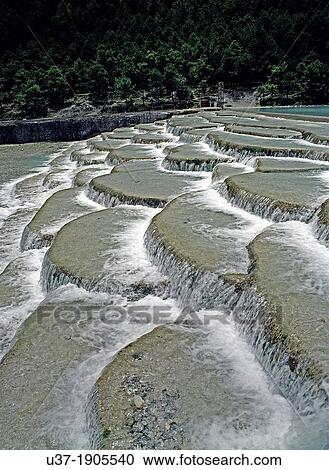 Stock Image - White Water River, Li Jiang, Yunnan Province, China. Fotosearch