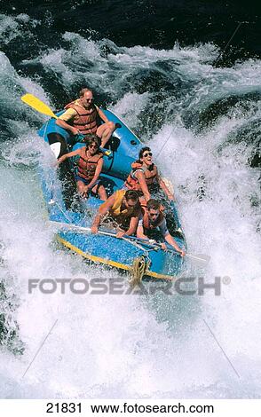 Stock Image - Whitewater rafting. Fotosearch