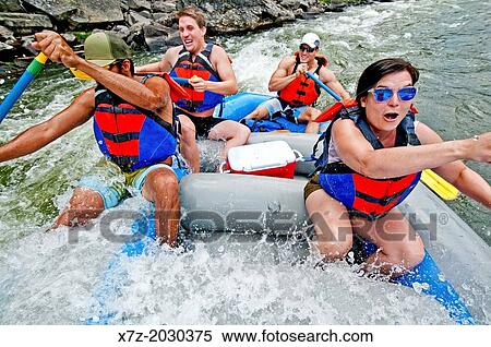 Stock Photography - whitewater rafting the Cabarton section on the North Fork of the Payette River which is rated Class 3 and located near the city of Cascade in central Idaho.. Fotosearch