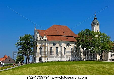 Wieskirche (Wies church), Wies, near Steingaden, UNESCO World Heritage Site, Romantische Strasse (Romantic Road), Upper Bavaria, Bavaria, Germany View Large Photo Image Picture - Wieskirche (Wies church), Wies, near Steingaden, UNESCO World Heritage Site, Romantische Strasse (Romantic Road), Upper Bavaria, Bavaria, Germany. Fotosearch