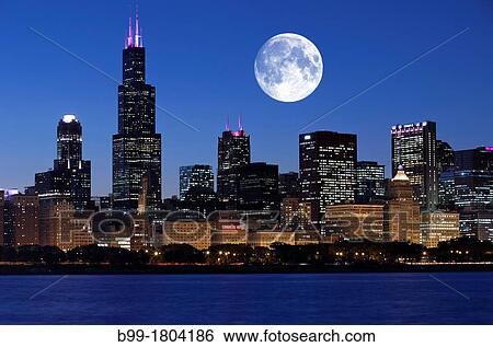 Stock Photograph - WILLIS (SEARS) TOWER LAKE SHORE SKYLINE DOWNTOWN CHICAGO ILLINOIS USA. Fotosearch