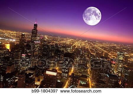 WILLIS TOWER LOOP SKYLINE FROM MID AMERICA CLUB AT THE AON CENTER DOWNTOWN CHICAGO ILLINOIS USA View Large Photo Image Stock Photo - WILLIS TOWER LOOP SKYLINE FROM MID AMERICA CLUB AT THE AON CENTER DOWNTOWN CHICAGO ILLINOIS USA. Fotosearch