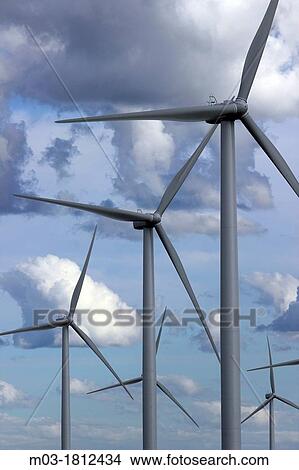 Wind farm, Nova Scotia, Canada, Amherst, Canadian Maritimes, wind turbine, green energy, electric power, windmills, blades, generating, clouds, sky. View Large Photo Image Picture - Wind farm, Nova Scotia, Canada, Amherst, Canadian Maritimes, wind turbine, green energy, electric power, windmills, blades, generating, clouds, sky.. Fotosearch