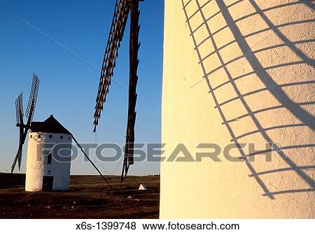 Stock Photo - Wind mills in Campo de Criptana, Ciudad Real, Spain. Fotosearch