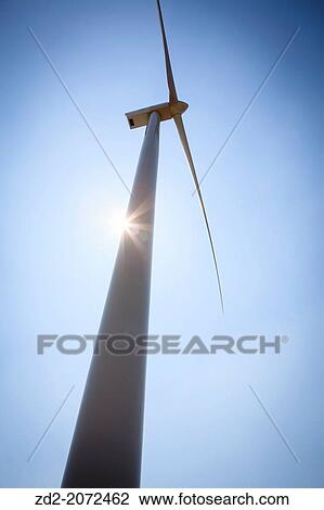 Stock Image - Wind turbine view from below. Lleida province. Catalonia. Spain.. Fotosearch