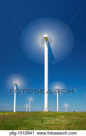Stock Image - Wind turbine, wind farm, Pomerania, Poland, Europe. Fotosearch