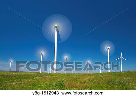 Stock Image - Wind turbine, wind farm, Pomerania, Poland, Europe. Fotosearch