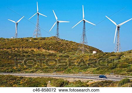 Wind turbines. Tarifa, Cadiz province, Andalusia, Spain View Large Photo Image Stock Image - Wind turbines. Tarifa, Cadiz province, Andalusia, Spain. Fotosearch