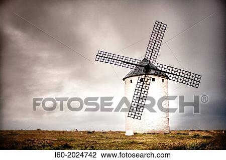 Stock Image - Windmill. Campo de Criptana. Ciudad Real province. Castile-La Mancha. Spain.. Fotosearch