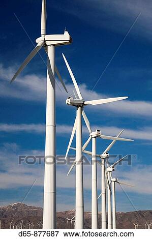Stock Photo - Windmill farm along North Indian Canyon Drive, Palm Springs, California, USA. Fotosearch