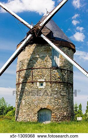 Stock Photo - windmill, La Roche, Loire Valley, France. Fotosearch