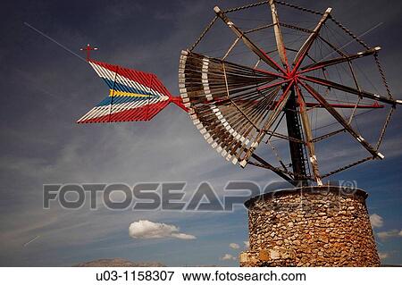 Windmill Majorca Island Mediterranean Spain Balearic Island View Large Photo Image Stock Photo - Windmill Majorca Island Mediterranean Spain Balearic Island. Fotosearch