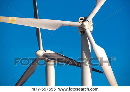 Stock Photography - Windmill, power station, blue sky. Sk? ne. Sweden. Fotosearch