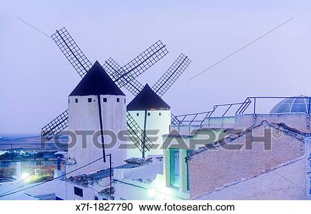 Windmills, Campo de Criptana, Ciudad Real province, Castilla-La Mancha, the route of Don Quixote, Spain View Large Photo Image Stock Image - Windmills, Campo de Criptana, Ciudad Real province, Castilla-La Mancha, the route of Don Quixote, Spain. Fotosearch