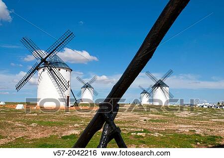 Stock Photograph - Windmills. Campo de Criptana, Ciudad Real province, Castilla La Mancha, Spain.. Fotosearch