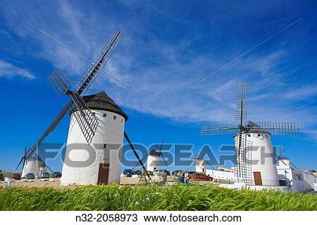 Windmills, Campo de Criptana. Route of Don Qiuijote, Ciudad Real province, Castilla-La Mancha, Spain. View Large Photo Image Stock Image - Windmills, Campo de Criptana. Route of Don Qiuijote, Ciudad Real province, Castilla-La Mancha, Spain.. Fotosearch