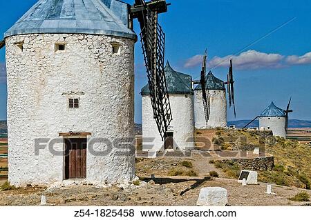Stock Photo - Windmills, Consuegra, Toledo, Castile La Mancha, Spain. Fotosearch