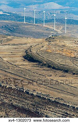 Windmills in Cantavieja, Teruel Province, Aragon, Spain. View Large Photo Image Stock Image - Windmills in Cantavieja, Teruel Province, Aragon, Spain.. Fotosearch