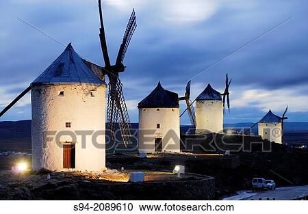 Stock Image - Windmills in Consuegra, Toledo, Spain.. Fotosearch