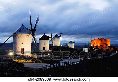Windmills in Consuegra, Toledo, Spain. View Large Photo Image Stock Photo - Windmills in Consuegra, Toledo, Spain.. Fotosearch