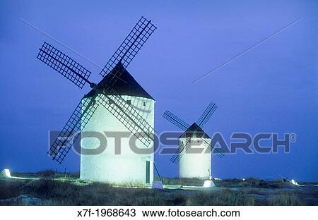 Windmills, Mota del Cuervo, Cuenca province, Castilla La Mancha, the route of Don Quixote, Spain. View Large Photo Image Stock Image - Windmills, Mota del Cuervo, Cuenca province, Castilla La Mancha, the route of Don Quixote, Spain.. Fotosearch