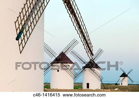 Windmills Mota del Cuervo Cuenca province The Route of Don Quixote Castilla-La Mancha Spain View Large Photo Image Stock Photography - Windmills Mota del Cuervo Cuenca province The Route of Don Quixote Castilla-La Mancha Spain. Fotosearch